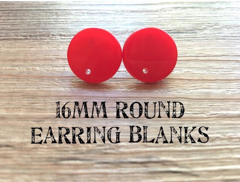 16mm cherry red post earring round blanks,  round earring, red stud earring, drop dangle earring making colorful jewelry blanks