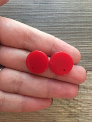 16mm cherry red post earring round blanks,  round earring, red stud earring, drop dangle earring making colorful jewelry blanks