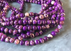 Natural Regalite Beads Strands Round purple tan Grade A Round 6mm 15" strand agate strung beads, glass beads circle long mandala necklace