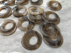 Gray translucent swirl Tortoise Shell Necklace or Earring Pendant beads, 1 hole circle pendant beads, necklace earrings jewelry smoke gray