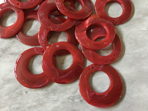 Red translucent swirl Tortoise Shell Necklace or Earring Pendant beads, 1 hole circle pendant beads, necklace earrings jewelry maroon