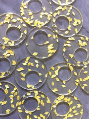 Clear Resin Yellow Sprinkles Acrylic Blanks Cutout, Circle blanks, earring bead jewelry making, 34mm circle jewelry, 1 Hole circle sunny