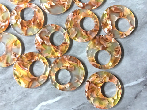 Caramel Corn Tortoise Shell Acrylic Blanks Cutout, Circle blanks, earring bead jewelry making, 35mm circle jewelry 1 Hole circle orange fall