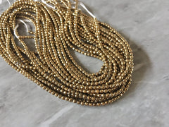 Gold Electroplate 1780 Beads WHOLESALE faceted Synthetic Hematite Bead 10 Strands, 2mm metallic gold jewelry long necklace