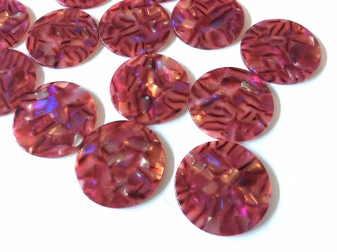 Red HOLOGRAM Tortoise Shell Acrylic Blanks Cutout, Circle blanks, earring bead jewelry making, 30mm jewelry 1 Hole circle bangle single