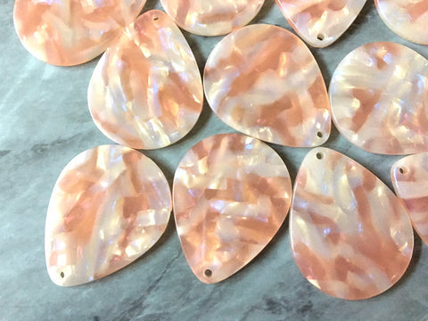 Melon HOLOGRAM Tortoise Shell Beads, teardrop cutout acrylic 40mm Earring Necklace pendant bead, one hole at top, colorful acrylic DIY