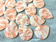 Melon HOLOGRAM Tortoise Shell Beads, teardrop cutout acrylic 40mm Earring Necklace pendant bead, one hole at top, colorful acrylic DIY
