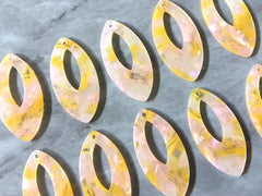 Yellow Pink Acrylic Blanks Cutout, teardrop blanks, long oval earring pendant jewelry making, 42mm jewelry blanks, 1 Hole acetate