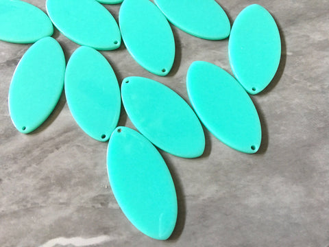 Mint Green Shiny Acrylic Blanks Cutout, teardrop blanks, long oval earring pendant jewelry making, 45mm jewelry blanks, 1 Hole acetate