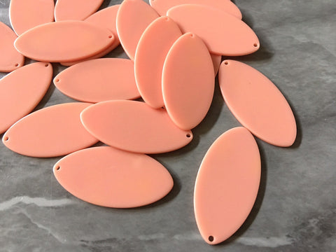 Coral Shiny Acrylic Blanks Cutout, teardrop blanks, long oval earring pendant jewelry making, 45mm jewelry blanks, 1 Hole acetate peach