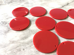 Cherry Red Shiny Acrylic Blanks Cutout, Circle blanks, earring pendant jewelry making, 35mm circle jewelry, 1 Hole circle bangle pendant