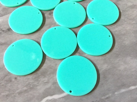 Mint Green Shiny Acrylic Blanks Cutout, Circle blanks, earring pendant jewelry making, 35mm circle jewelry, 1 Hole circle bangle pendant