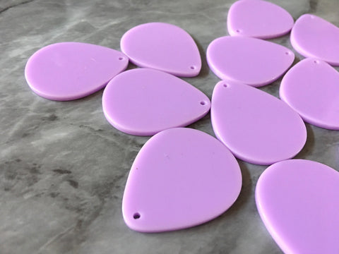 Lavender shiny Acrylic Blanks Cutout, teardrop blanks, earring pendant jewelry making, 39mm jewelry blanks, 1 Hole blanks diy jewelry kit