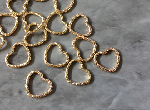 Sweetheart GOLD beads, 13mm chunky jewelry earrings, jewelry making, hippie drop earrings mod boho twisted wire gold chain