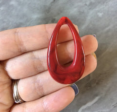 Red 46mm teardrop earrings with 1 hole, teardrop pendant necklace, acrylic teardrop blanks, painted earrings, red jewelry