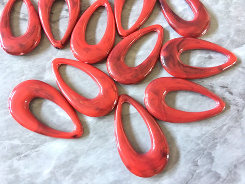 Red 46mm teardrop earrings with 1 hole, teardrop pendant necklace, acrylic teardrop blanks, painted earrings, red jewelry