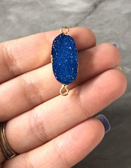 Royal Blue Rectangle Druzy Beads with 2 Holes, Faux Druzy Connector Beads, gold druzy, druzy bracelet, druzy bangle, dark bracelet jewelry