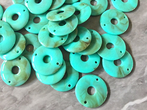 Seafoam SWIRL 24mm Circle connector Beads, big acrylic beads, bracelet necklace earrings, jewelry making, acrylic light green circular