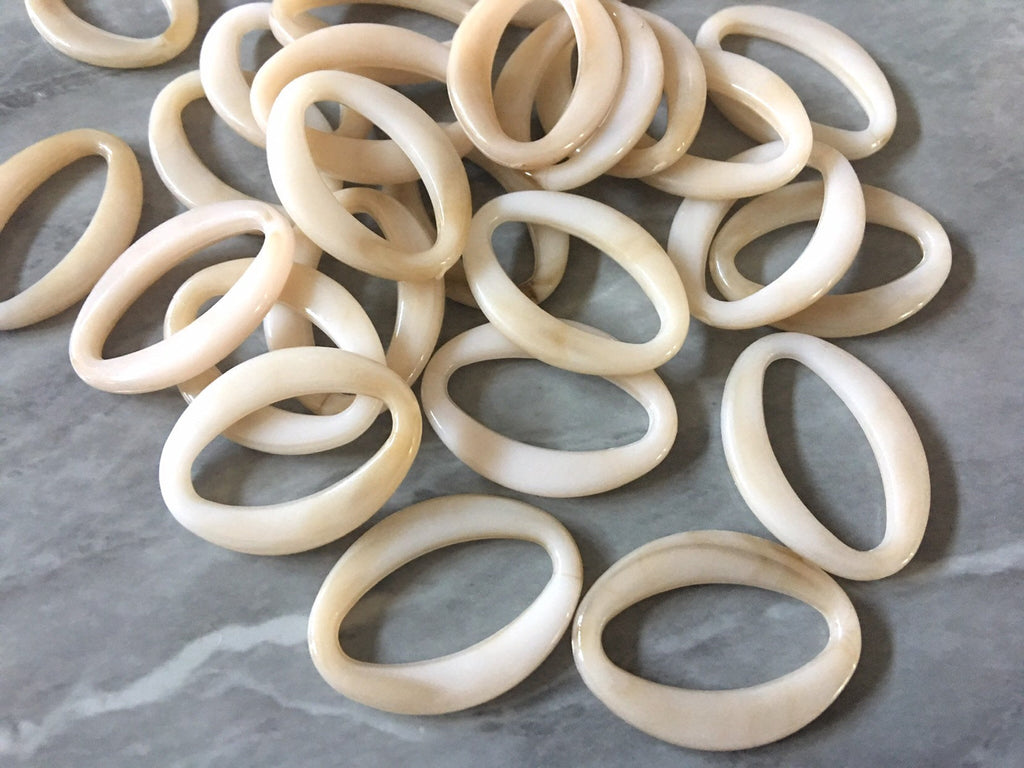Cream SWIRL 30mm oval connector Beads, big acrylic beads, bracelet necklace earrings, jewelry making, acrylic brown circular