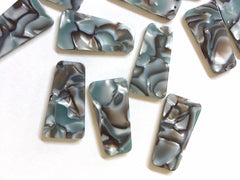 Teal Blue & Gray Tortoise Shell Acrylic Blanks Cutout, rectangle blanks, earring bead jewelry making, 38mm jewelry, 1 Hole tortoise blanks