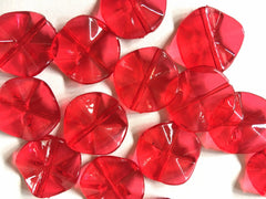 Flutter RED round Beads, circular 26mm Large wavy acrylic resin beads, bangle bracelet statement necklace jewelry making