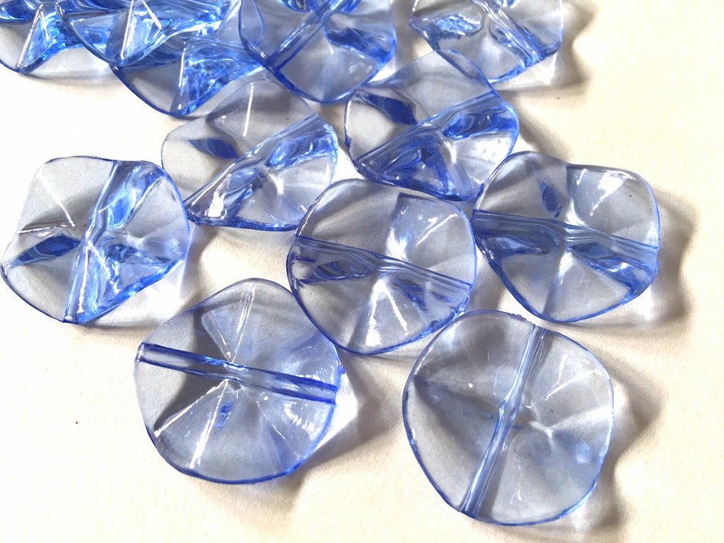 Flutter BLUE round Beads, circular 26mm Large wavy acrylic resin beads, bangle bracelet statement necklace jewelry making