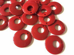 Mod Style RED acrylic beads, 26mm earring chunky craft supplies, jewelry making necklace, round circle jewelry circular 70's glam