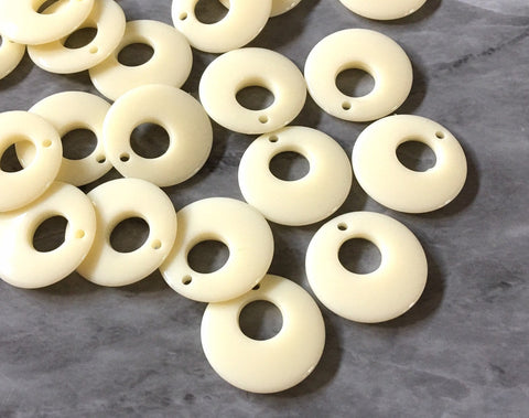 Mod Style CREAM acrylic beads, 26mm earring chunky craft supplies, jewelry making necklace, round circle jewelry circular 70's glam