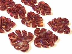 Red Hologram Resin Acrylic Blanks Cutout, monstera palm small leaves leaf blanks, earring pendant jewelry making 32mm jewelry