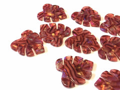 Red Hologram Resin Acrylic Blanks Cutout, monstera palm small leaves leaf blanks, earring pendant jewelry making 32mm jewelry