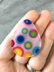 Pink POLKA DOT & Clear resin Acrylic Blanks Cutout, earring pendant jewelry making, 40mm 1 Hole earring blanks round circle