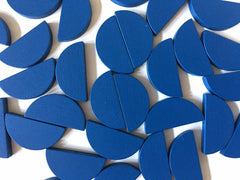 Royal Blue Half Moon Wood Beads, semi circle painted beads 31mm beads, craft supplies, bangle bracelets earrings or necklaces jewelry