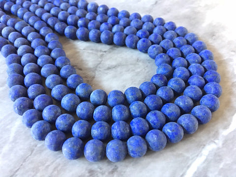 Dark Blue cloudy matte Beads, Natural Lapis Lazuli Round Beads Strands, slate blue 8mm blue jewelry set earrings WHOLESALE 15" strand