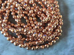 Non-magnetic gold plated Synthetic Hematite Beads Strands Grade A Faceted Round, Rose Gold Silver 6mm 15" strand metallic shiny ball jewelry