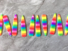 Rainbow striped Beads, geometric shape acrylic 56mm Long Earring or Necklace pendant bead 1 one hole at top colorful pride