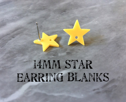 14mm STAR acrylic post earring blanks, yellow geometric earring, stud earring, drop dangle earring making colorful jewelry blanks circle