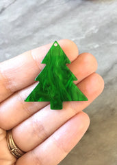 Christmas Tree Green Mosaic Beads, tree cutout acrylic 35mm Earring Necklace pendant bead one hole top, acrylic acetate lucite jewelry