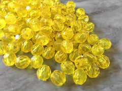 WHOLESALE 8mm transparent yellow set of beads, clear yellow statement beads, statement necklace, round circle beads jewelry