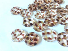 Gold & Brown Animal print Beads, circle cutout acrylic 22mm Earring Necklace, brown black leopard cheetah print polka dots round