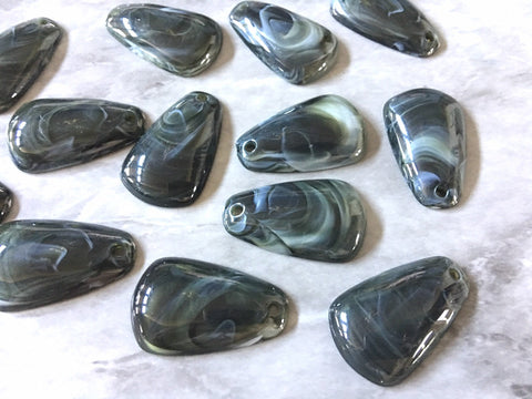 Gray 1 Hole tortoise shell Pendant Beads, resin Acrylic Beads, resin lucite Jewelry Making necklaces Bracelets Earrings, 32mm oval pendant