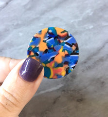 Blue & Orange rainbow Acrylic Blanks Cutout, earring bead jewelry making, 35mm round football jewelry earrings circle circular