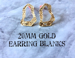 20mm gold hammered post earring oval blanks, gold earring, gold stud earring, gold jewelry, gold dangle earring making circle