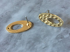 20mm gold hammered post earring oval blanks, gold earring, gold stud earring, gold jewelry, gold dangle earring making circle
