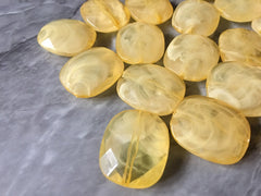 Lemon Yellow 25mm acrylic beads, chunky statement necklace, wire bangle, jewelry making, LARA Collection, oval beads, large yellow acrylic