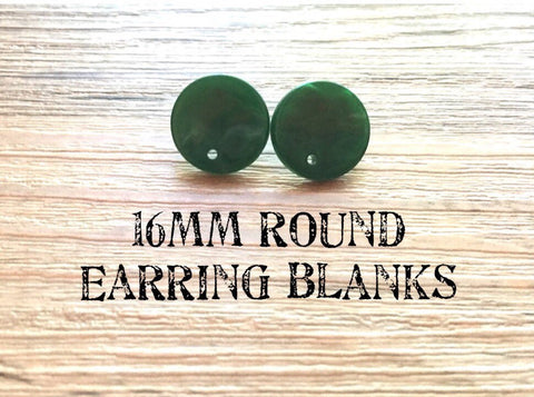 16mm forest post earring round blanks,  round earring, red stud earring, drop dangle earring making colorful jewelry green blanks