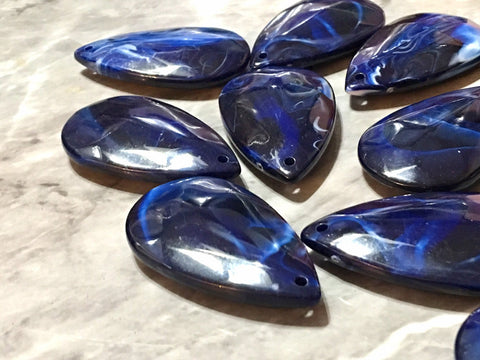 Navy Blue Teardrop Pendants, 50x30mm, acrylic gem pendants, 1 hole pendants, long necklace, wire wrapped pendant, wrapping pendant royal