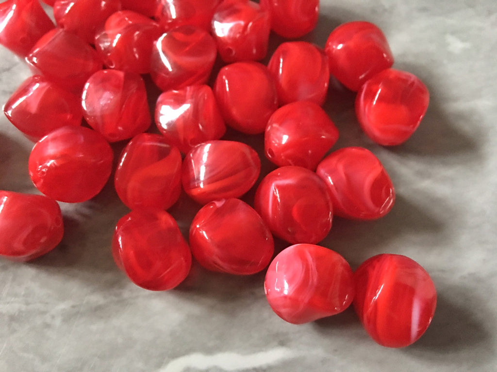 Cherry Red Pinched acrylic beads Circles, Wire Bracelet boho earrings, 16mm Tassel Necklace Jewelry bright red bangle beads necklace