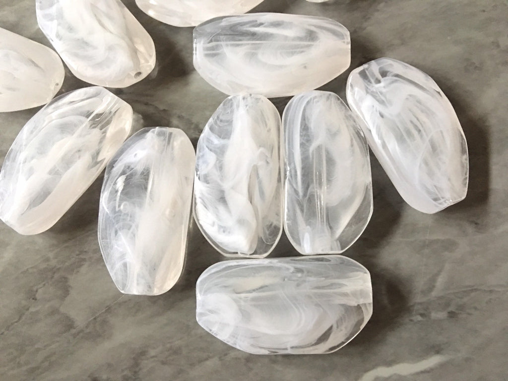 Large WHITE Gem Stone Beads - Acrylic Beads that look like stained gla –  Swoon & Shimmer