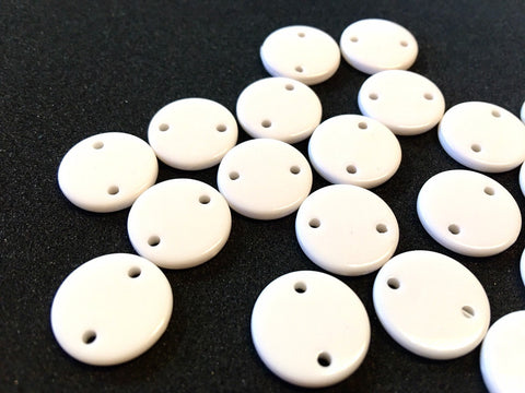 Circular white connector beads, jewelry earrings making kit, diy jewelry, drop earrings 14mm 2 hole dangle bracelet beaded