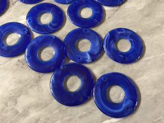 Royal Blue swirl Shell Acrylic Blanks Cutout, Circle blanks, earring pendant jewelry making, 43mm circle jewelry, 2 Hole circle bangle